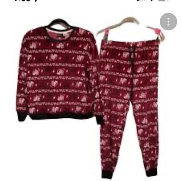 Harry Potter Womens M Pajama Set Burgundy Initials Striped Velour Very Soft Warm - Picture 1 of 8